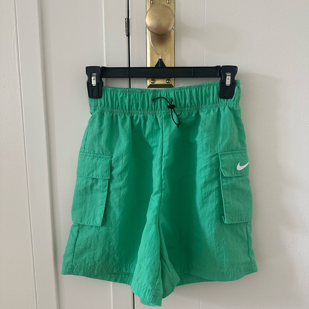 Nike high rise Cargo Shorts with White Swoosh